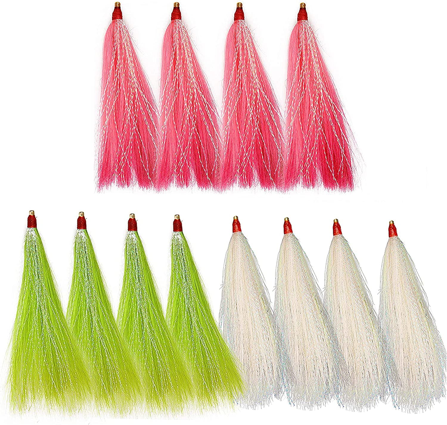 Fishing Bucktail Teaser Saltwater 12pcs Bucktail Slide Teaser Kit for