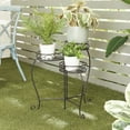 thumbnail image 3 of DecMode 22" x 17" x 23" 3 Tier Black Metal Indoor Outdoor Scroll Plantstand, 3 of 9