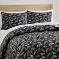 thumbnail image 6 of Virtu Full Comforter Set, Botanical Full Size Comforter Set, 7-Pc All Season Bedding Comforter Set, Jet Black/Optical White, 6 of 8