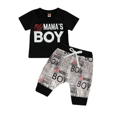 

Luckinbaby Baby Boys 2Pieces Outfits Letter Short Sleeve T-Shirts + Long Pants