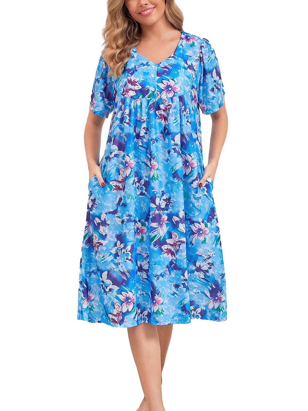 knee length dresses for ladies Retro Floral Moomoo Dresses, House Lounge Vintage Nightgowns, Cosplay – The  Old Grainery