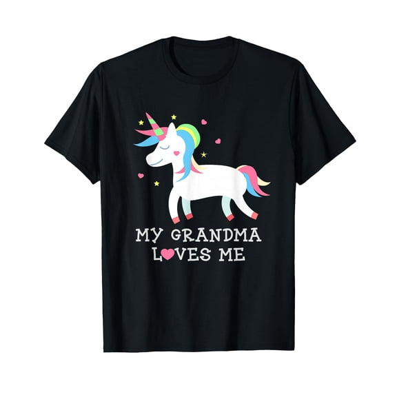 Cute Unicorn Illustration T-Shirt for Granddaughters - My Grandma Loves Me Design