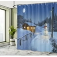thumbnail image 5 of Ambesonne Winter Shower Curtain, Rustic Wood Cottage, 69"Wx84"L, Blue White, 5 of 5