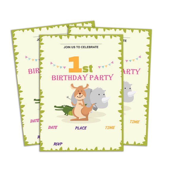Darling Souvenir White Birthday Invitation Card 28 Pcs Fill or Write In Blank Invites Printable Party Supplies 5 x 7 Inches
