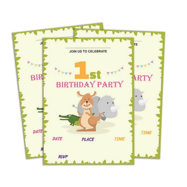 Darling Souvenir White Birthday Invitation Card 28 Pcs Fill or Write In Blank Invites Printable Party Supplies 5 x 7 Inches