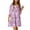 Purple, variant on GERsome Womens Casual V Neck 3/4 Sleeve Boho Floral Printed Loose Short Mini Summer Beach Dress