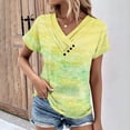 thumbnail image 2 of ShomPort Summer Casual Tops for Women V-Neck Short Sleeve T-Shirts Gradient Print Button Tees, 2 of 5