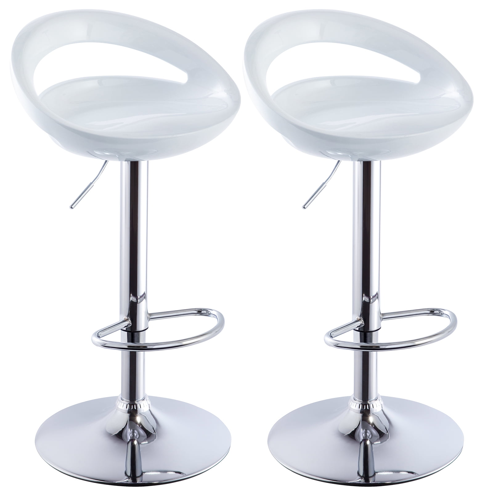 Duhome Bar Stools with Back Set of 2, Adjustable Counter Height Bar Stools Round Swivel Kitchen Stool, White