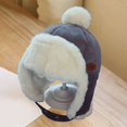 thumbnail image 3 of Kids Winter Ear Protection Hat Autumn Winter Children Lei Feng Hat with Fur Ball Decor Kids Outdoor Riding Hat with Ear, 3 of 5