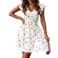 thumbnail image 4 of FASHIONWT Floral Print Flying Sleeve Lace-up Backless Mini Summer Dress Women, 4 of 5