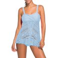 thumbnail image 1 of Women's Solid Ruched Tankini Top Swimsuit with Triangle Briefs, 1 of 3