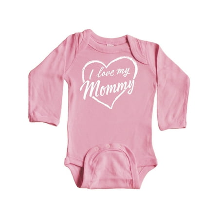

Inktastic I Love My Mommy in White Chalk Heart Gift Baby Boy or Baby Girl Long Sleeve Bodysuit
