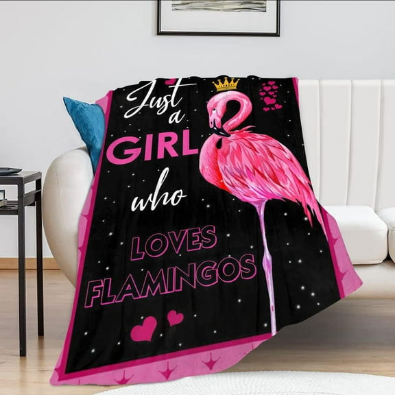 Just A Girl Who Loves Flamingos Blanket Cute Flamingos Decor Throw Blanket Gifts for Girls Super Warm Soft Plush Lightweight Fleece Flannel Blanket Winter Bedding Blanket for Kids Adults Women 40"x50"