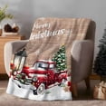 thumbnail image 2 of Christmas Tree Truck Flannel Blanket for Bed,Travel and Camping, Winter Candle Snowflakes Brown Wood Super Soft Cozy Blanket for All Seasons 50"x60", 2 of 9