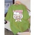 thumbnail image 3 of Camiseta casual con estampado de dibujos animados de Labubu, camiseta de manga corta con cuello redondo de poliéster 100% para primavera/verano/otoño, camiseta para adultos de tela de punto, 3 of 5