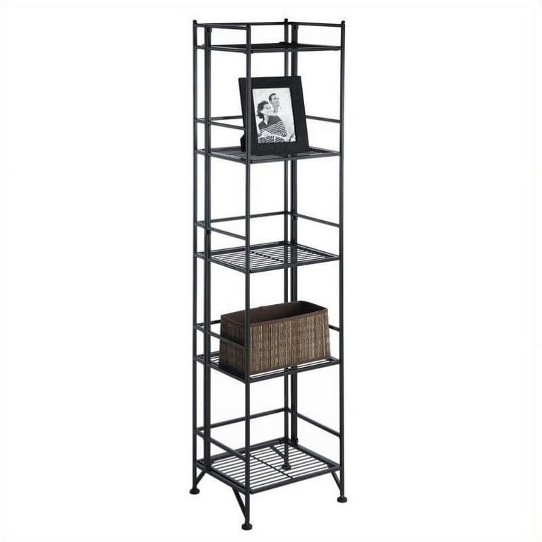 32.5 3 Tier Folding Metal Shelf Black - Breighton Home