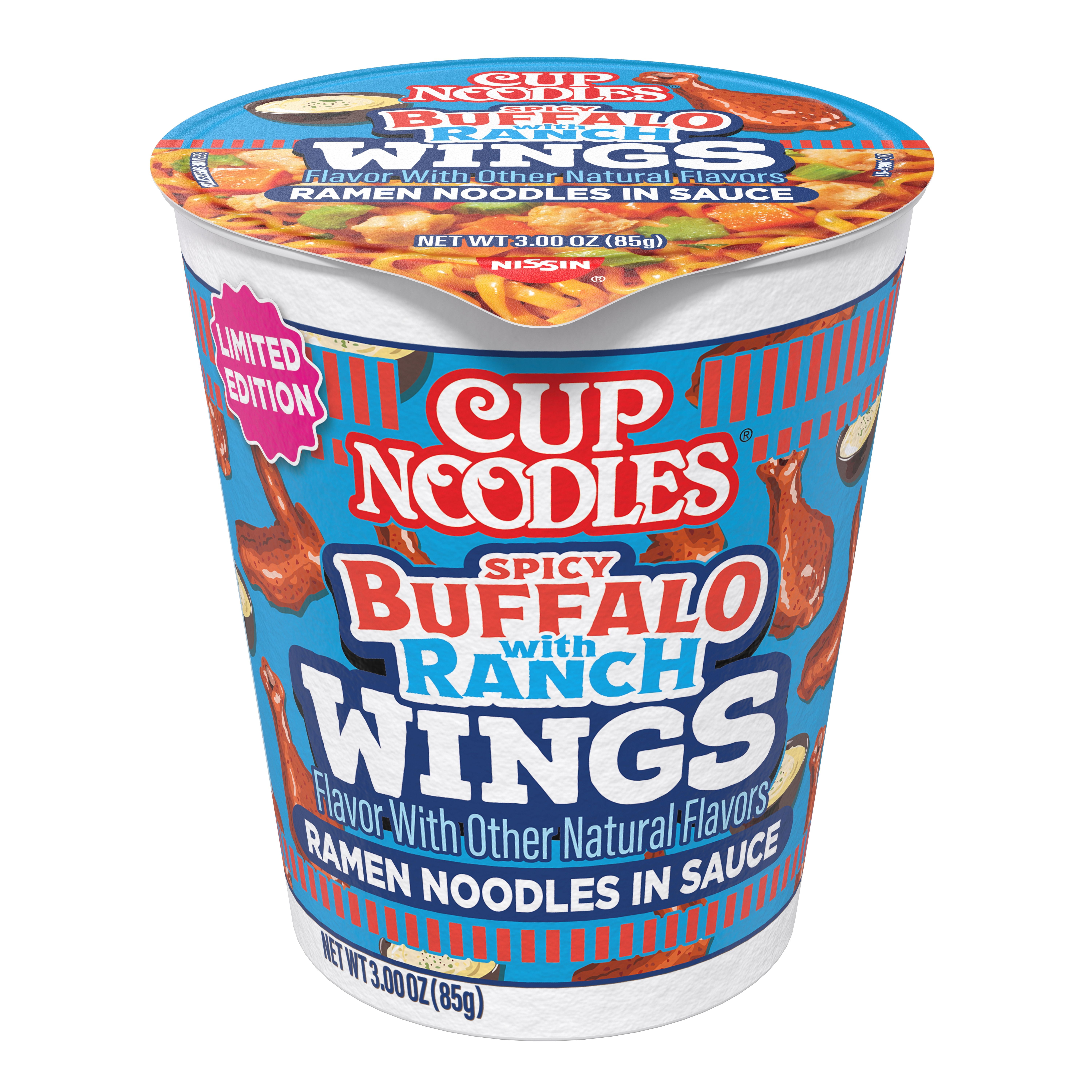 Nissin Cup Noodles Hot Wings Buffalo With Ranch Flavor, 3.0 oz Cup, Limited Edition