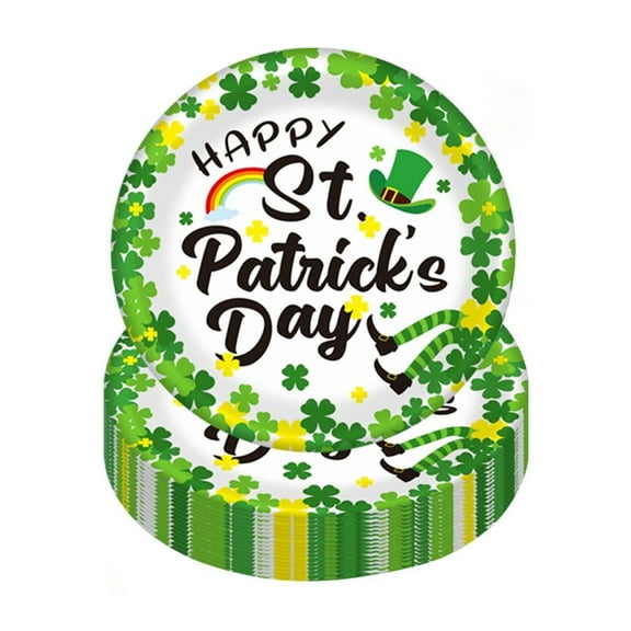 St Patrick's Day Party Supplies Disposable Tableware Kit St. Patrick's Day Plates Serves 10 Happy St Patrick's Day Green Irish Plates Shamrock Gnome Theme Party Decorations