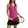 thumbnail image 2 of GPOECD Athletic Tank Tops for Women Plus Size Solid Color Backless Workout Yoga Sleeveless Top for Outdoor Activewear Womens Camisole 01_Hot Pink,S, 2 of 7