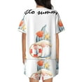 thumbnail image 6 of Uemuo Summer Gnome Pattern Women's Short-Sleeved Pajama, Button-Front Loungewear, 2-Piece Summer Sleepwear, Elastic Drawstring Shorts-Small, 6 of 7