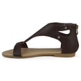 thumbnail image 3 of Womens Metal Detail Flat Faux Leather Sandals, 3 of 8
