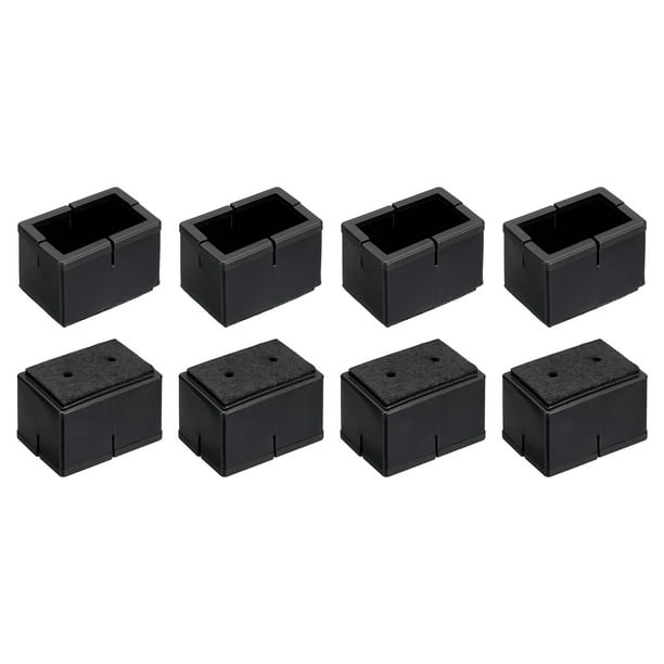 Protectores de piso para patas de silla Uxcell, 8 paquetes 40mm (1.57") tapas de cubiertas de patas de silla de PVC y fieltro negro