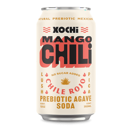Xochi Sparkling Prebiotic Soda, Mango Chili, 12oz Cans, 12-Pack