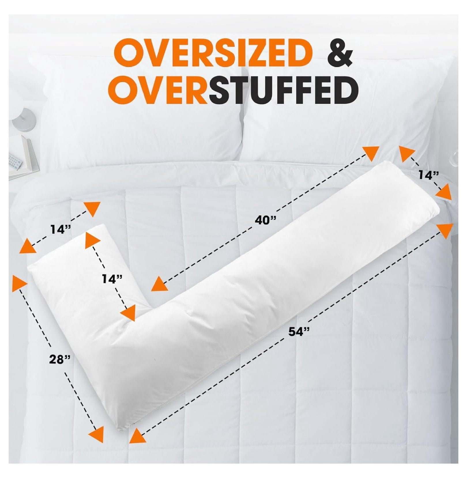 L Shaped Body Pillow - Down Full Body Pillow for Side , Pregnancy, Neck and Shoulder Support - Zippered Cover