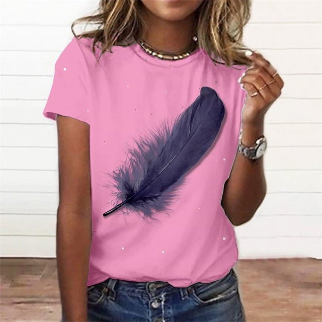 T-Shirt à Manches Courtes Imprimé 3d Fleur de Rose pour Femmes Été Mignon Chien Graphiques T-Shirt Col Rond TP-6TG