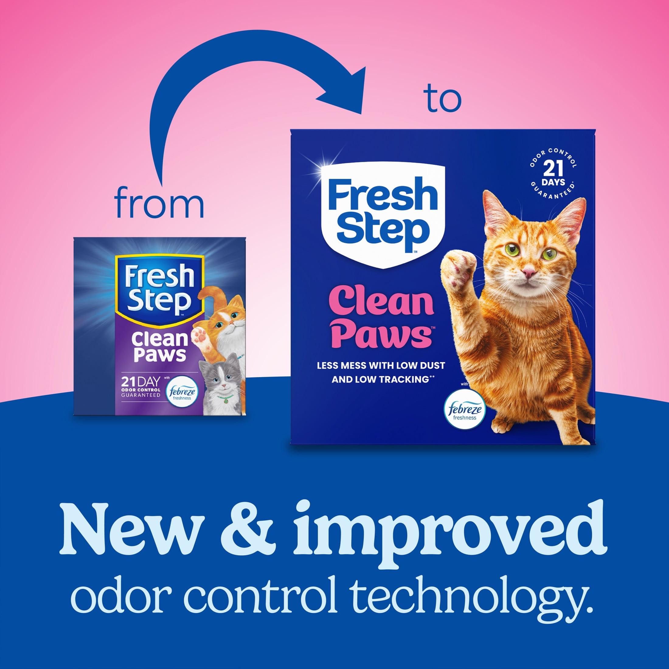Fresh Step Clean Paws Multi-Cat Clumping Cat Litter, Febreze Freshness Scent, 22 lb Box