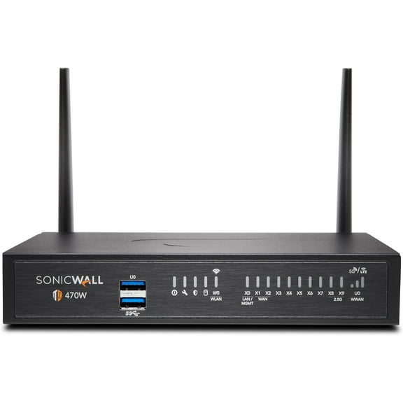 SonicWall TZ470W Network Security/Firewall Appliance - Intrusion Prevention - 8 Port - 1000Base-T - 2.5 Gigabit Ethernet - 3.50 Gbit/s Firewall Throughput - Wireless LAN IEEE 802.11ac - DES, 3DES, ...