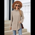 thumbnail image 4 of Camisas de Larga para Mujer, Blusas Túnica Casuales de Cuello Alto Caqui XL, 4 of 10