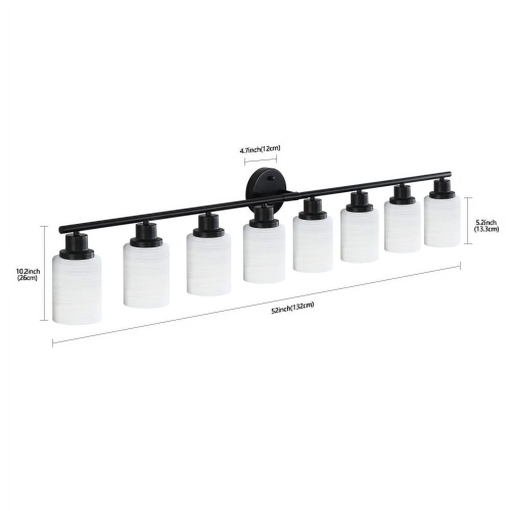 ACE-LIGHTS,Modern 8-Lights Vanity Bathroom Mirror Light with Frosted White Glass(Bulbs Not Included),Contemporary Wall Sconce for Bathroom,Dressing Room,Bedroom,Living Room(Black)