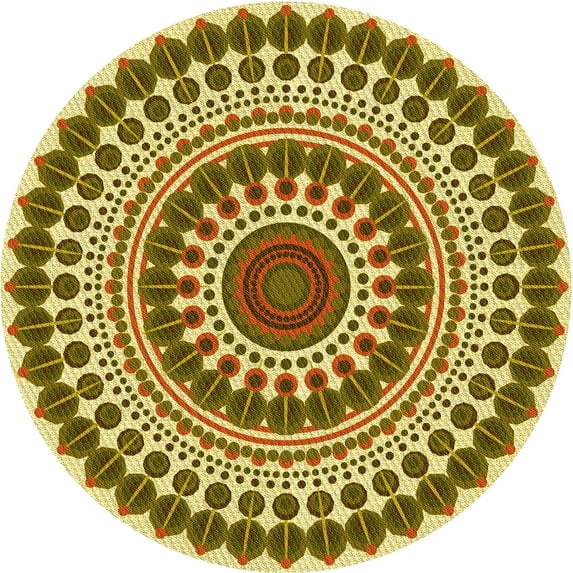 Ahgly Company Indoor Round Patterned Dark Bronze Brown Area Rugs, 8' Round
