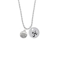thumbnail image 2 of Delight Jewelry Silvertone Large Basketball Silvertone Script Initial Disc - H - Charm Necklace, 20"+3", 2 of 4