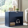 thumbnail image 6 of LEYAOYAO Fluted Nightstand Set of 2 with Drawer, Mid Century Modern Bedside Table with Open Storage Shelf for Bedroom, Living Room, Office, Blue, 6 of 9