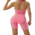 thumbnail image 4 of Combinaison Courte d'Été pour Femmes Col Halter Creux Bodycon Dos Nu Boxeur Transparent Sport, 4 of 6