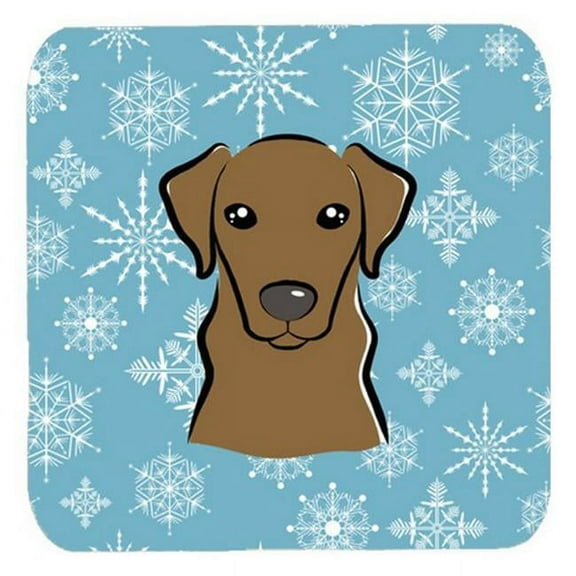 Snowflake Chocolate Labrador Foam Coasters, Set Of 4