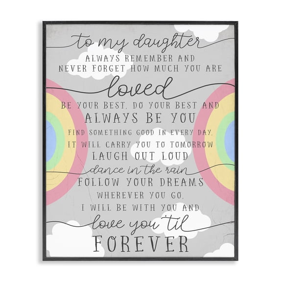 Stupell Industries Bohemian My Daughter You Are Loved Quote Charming Rainbows Black Framed Giclee Art, 11 x 14, by Lil' Rue
