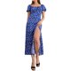 thumbnail image 1 of VISgogo Vestido de manga corta para mujer con estampado floral, correa de cuello cuadrado, versión dividida, ropa de verano VISgogo  moda, 1 of 5