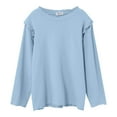 thumbnail image 4 of Gubotare Girls Long Sleeve Tops Baby Ruffle Blouse Toddler Girl Peter Pan Lace Collar T-Shirts Kids Solid Color Long Sleeve Tee Girls Casual Top Size 12 18 Months (Sky Blue,12-18 Months), 4 of 4