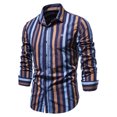 thumbnail image 3 of Camisa de algodón de manga larga para hombre con cuello vuelto y corte ajustado informal Pompotops  oipoqjl27863, 3 of 3