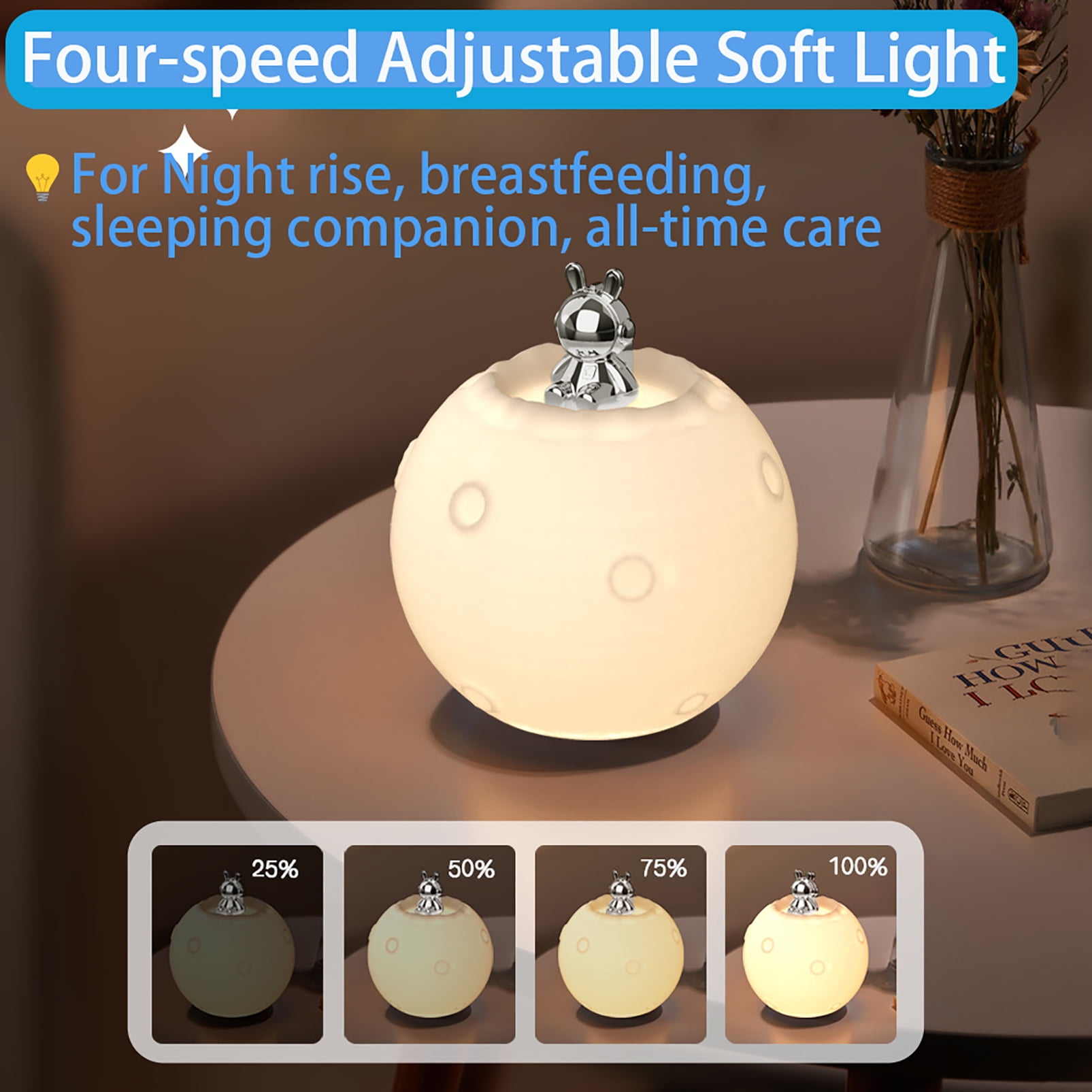 Night Light for Kids, Snowballs Light for Nursery with 7 RGB Colors Changeable, Rechargeable Tap Light with 4 Brightness Levels&Touch Control, Portable Night Light for Babies BPA Free