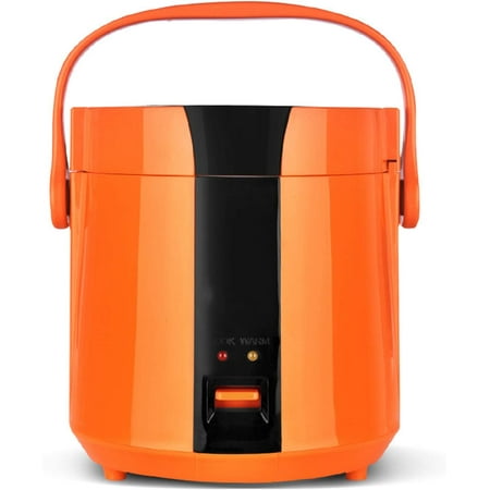 

TYI -Mini Rice Cooker Double Spray Non-Stick Inner Pot Portable Household Pot Portable Handle 1.2L Orange