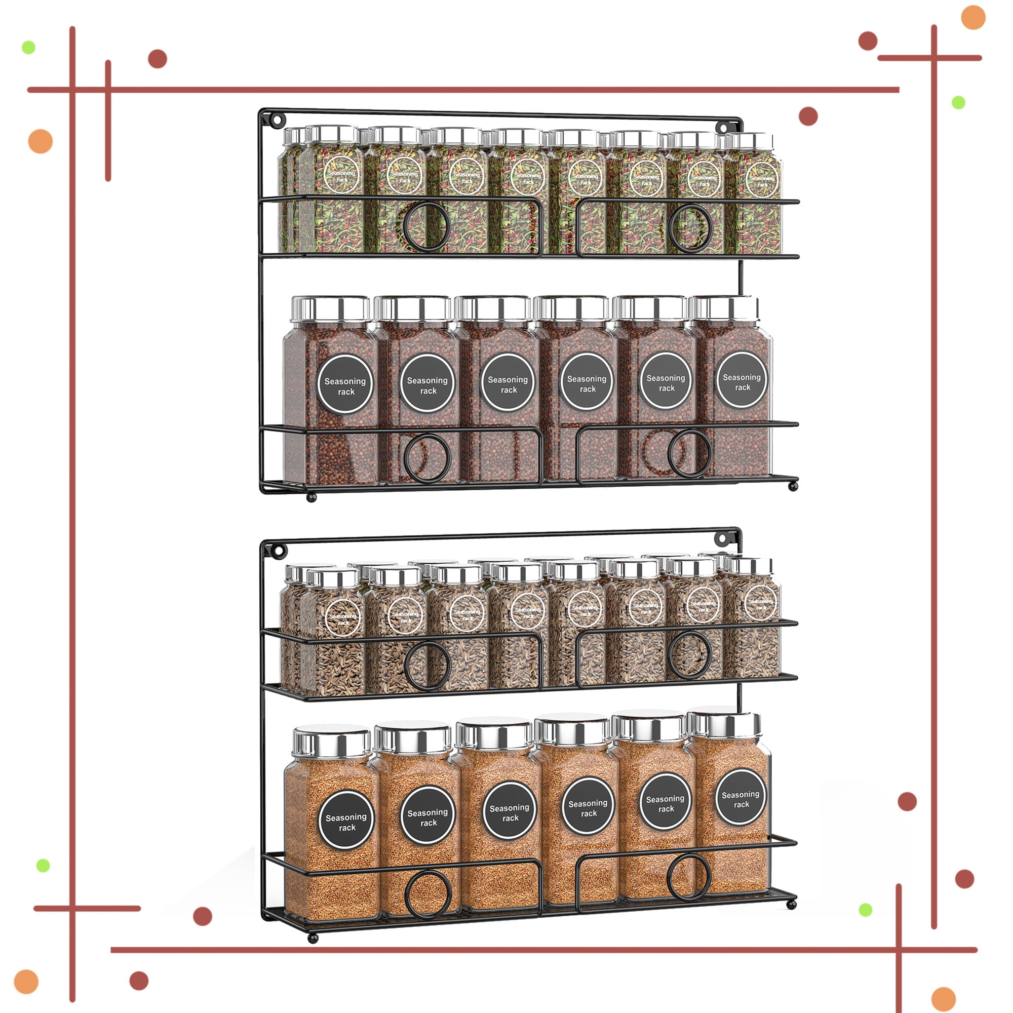 Auledio Spice Rack Organizer Wall Mount Spice Jars Storage Organizer ...