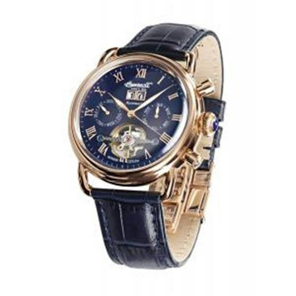 Zeon America IN 8210RBL Mens Automatic Watch with Blue Dial Chronograph Display & Blue Leather