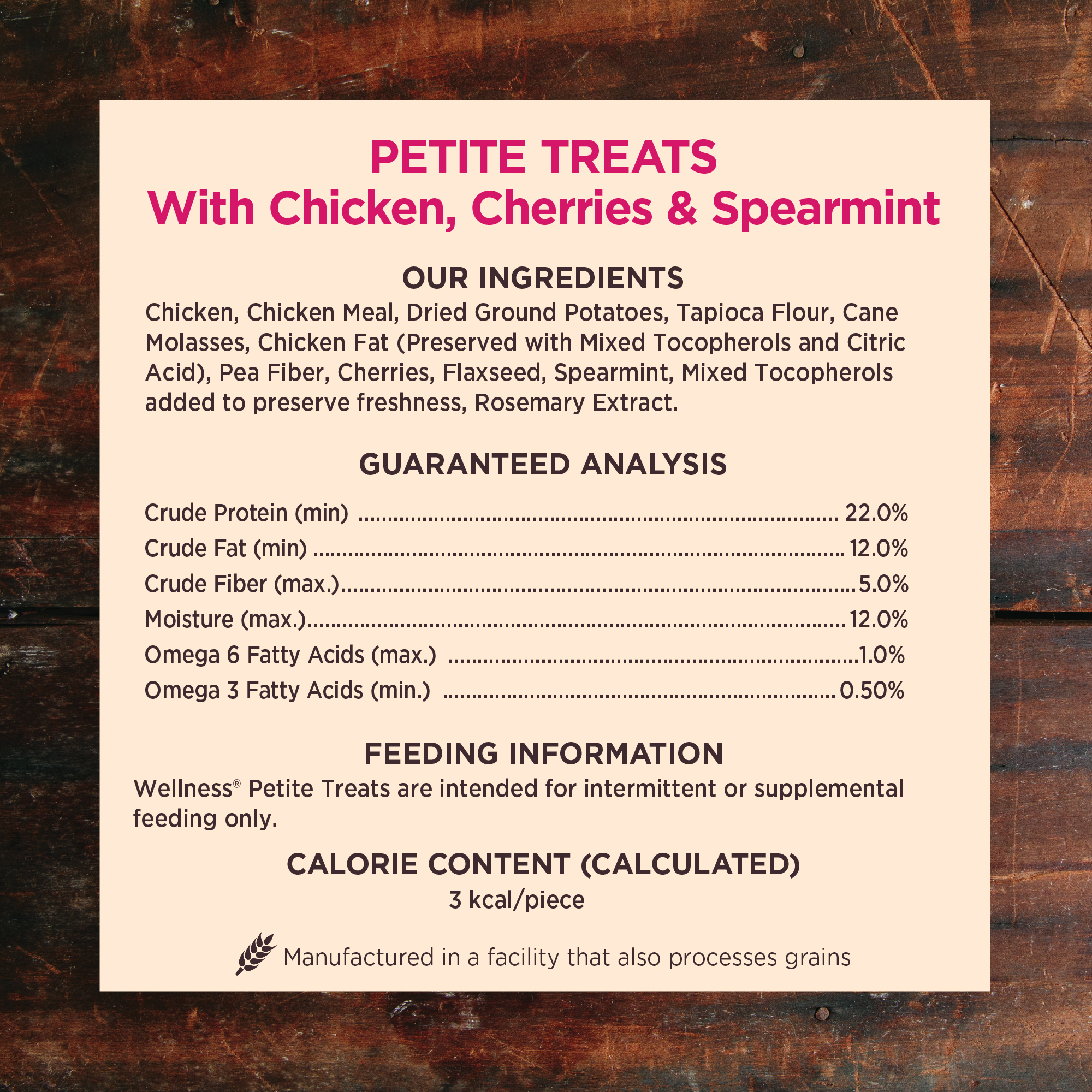 Wellness Petite Treats Natural Grain Free Small Breed Crunchy Dog Treats, Chicken & Cherries, 6-Ounce Bag - image 4 of 6