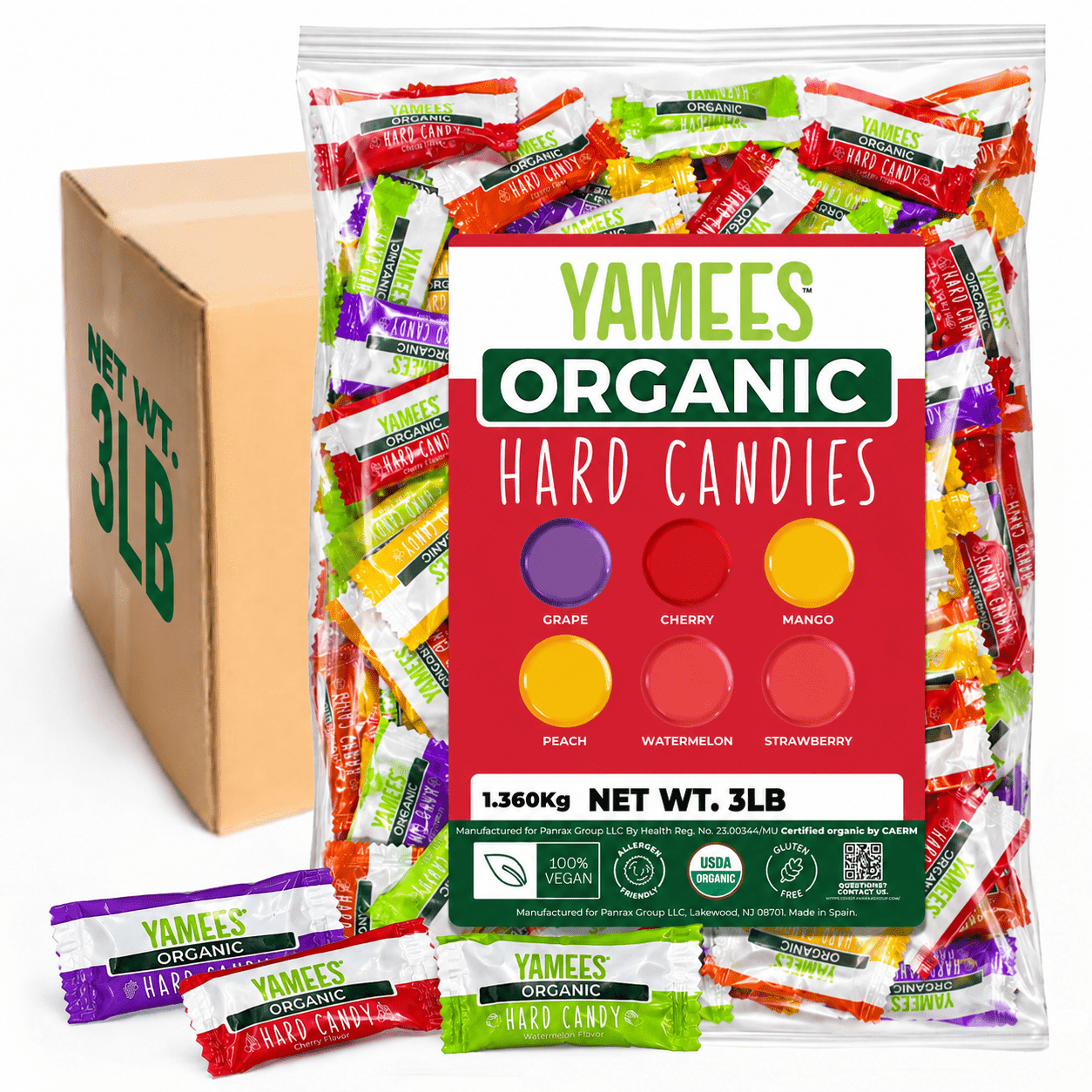 1Pack YumEarth Organic Wild Peppermint Hard Candies, 3.3 oz Bag, 3