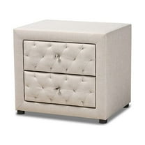 Lepine Modern and Contemporary Light Beige Fabric Upholstered 2-Drawer Wood Nightstand