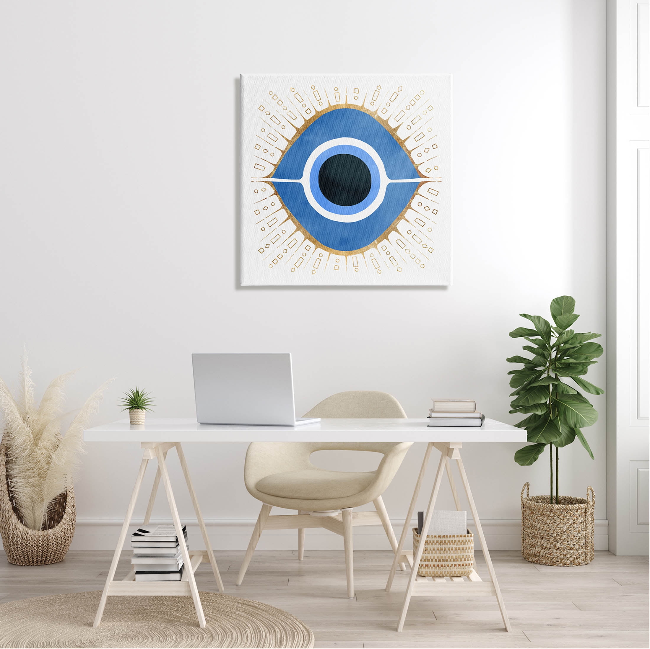Stupell Industries Abstract Blue Evil Eye Symbol Graphic Art Gallery Wrapped Canvas Print Wall Art, Design by Ziwei Li